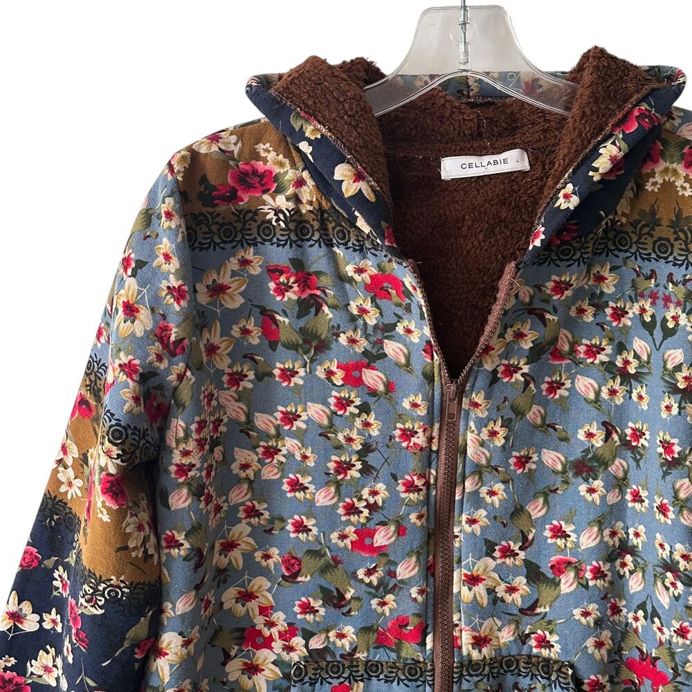Cellabie Patchwork Jacket Womens Large Floral Boh… - image 4